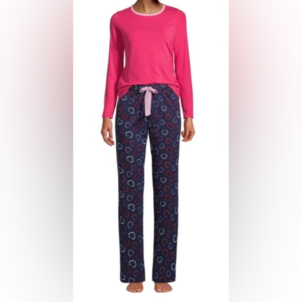 Lands End - NEW - Women's Knit Pajama Set Long Sleeve T-Shirt and Pants. Large